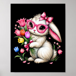 Bunny Rabbit Oaster Tulip Frühlingsblumen Floral W Poster