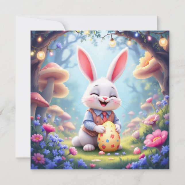 Bunny Rabbit Ostereier Hunt Feiertagskarte (Vorderseite)