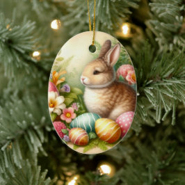 Bunny Rabbit Osterfeiertag Baum Keramik Ornament