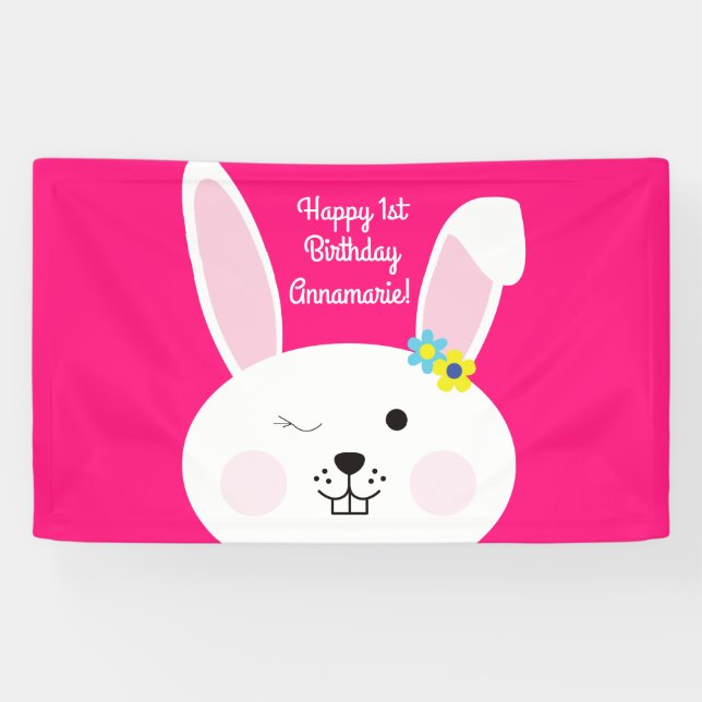 Bunny Rabbit Osterfrühlingsparty Banner (Horizontal)