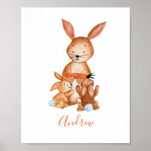 Bunny Rabbit Personalisiert Kinderzimmer Wall Art  Poster