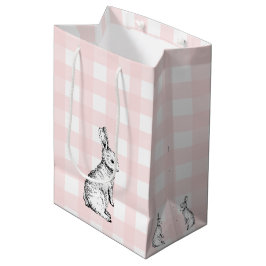 Bunny Rabbit Pink Gingham Gift Bag Mittlere Geschenktüte