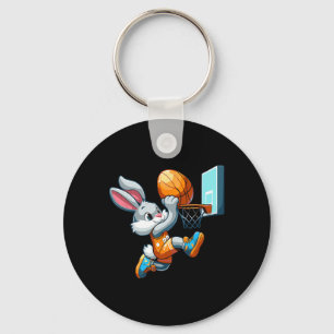 Bunny Rabbit Playing Dunking Bysketbyll Ostereier Schlüsselanhänger