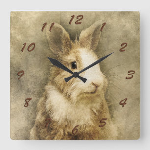  Bunny Rabbit Quadratische Wanduhr
