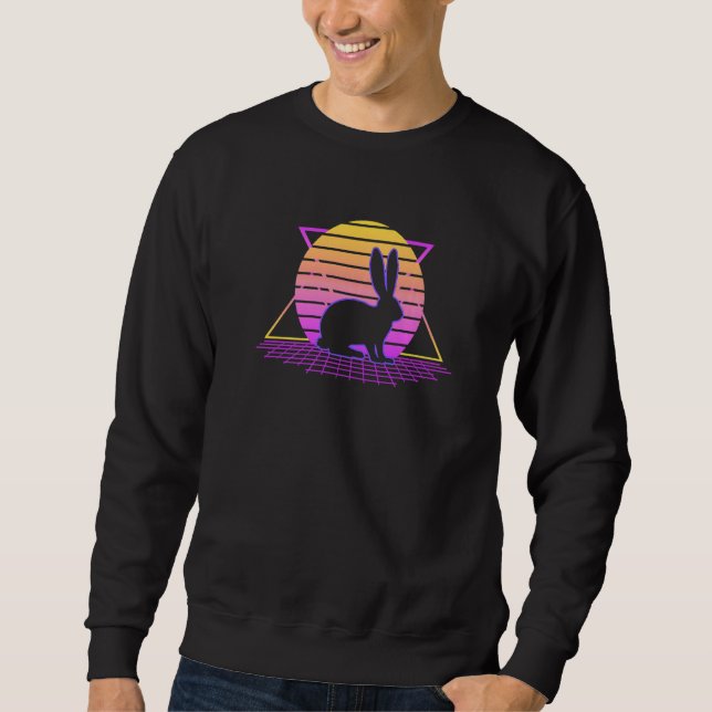 Bunny Rabbit Retro 80s Style Sunset  Bunnies Graph Sweatshirt (Vorderseite)