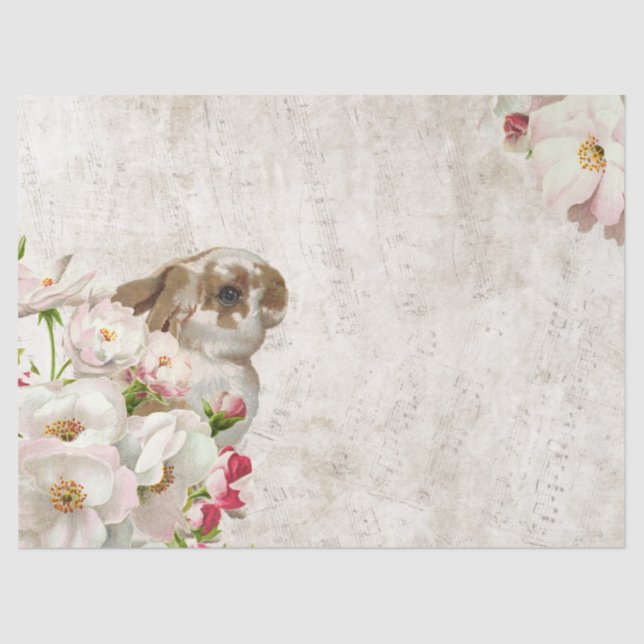 Bunny Rabbit Rose Blume Musik Seidenpapier (Vorderseite)