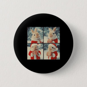 Bunny Rabbit Santa Animal Fotografy Christmas Ra Button