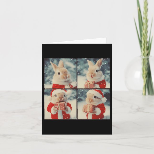 Bunny Rabbit Santa Animal Fotografy Christmas Ra Karte (Vorderseite)