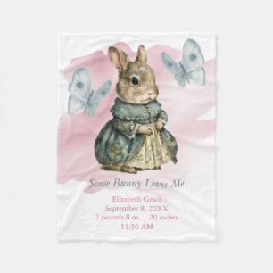 Bunny Rabbit Schmetterling Rosa Waschen Spritzen B Fleecedecke