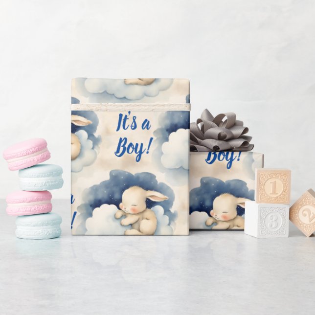 Bunny Rabbit sein a Boy Baby Dusche Geschenkpapier (Babyparty)
