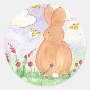 Bunny Rabbit Spring Garden Haustier Tierfarbe Runder Aufkleber