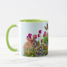 Bunny Rabbit Tulip Blume Osterkaffee Tasse
