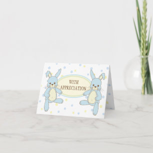 Bunny Rabbit Twins Vielen Dank Notecard Dankeskarte