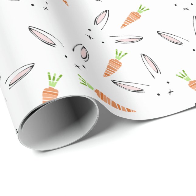 Bunny Rabbit und Carrot Pattern Umschlagpapier Geschenkpapier (Rolleneckpunkt)