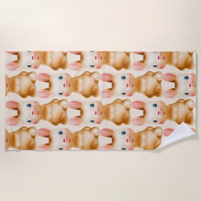 Bunny Rabbit Vintage Creme Strandtuch (Vorderseite)