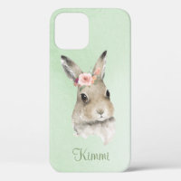 Bunny Rabbit Watercolor Green Name Minimalistisch