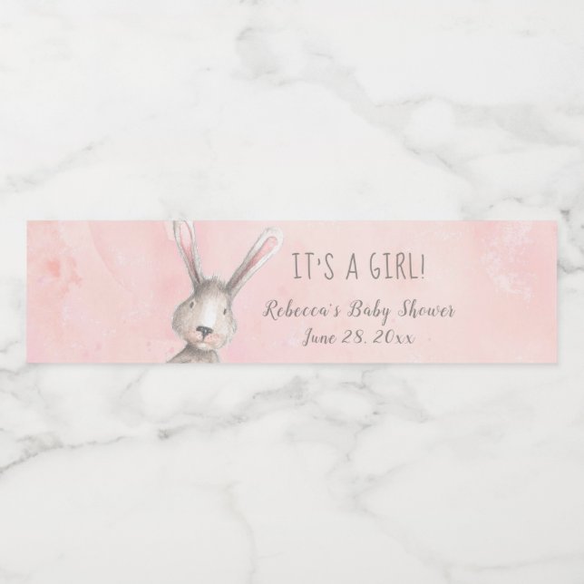 Bunny Rabbit Watercolor Wasserflaschenetikett (Einzelnes Label)