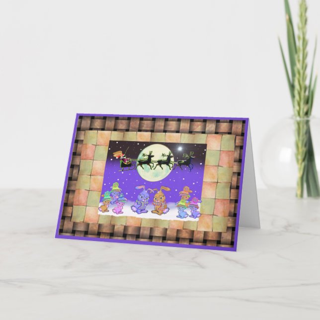 Bunny Rabbit Weihnachtskarten Feiertagskarte (Vorderseite)