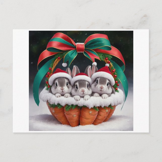 Bunny Rabbit Weihnachtskarten Postkarte (Vorderseite)