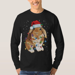 Bunny Rabbit Weihnachtslicht Weihnachtsmannmütze W T-Shirt