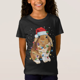Bunny Rabbit Weihnachtslicht Weihnachtsmannmütze W T-Shirt