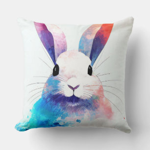 Bunny Rabbit Wild Nature Animal Colors Malerei Kissen