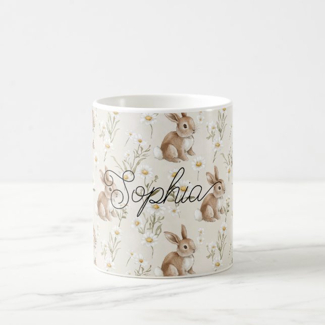 Bunny Rabbits Daisy Flowers Kaffeetasse (Mittel)