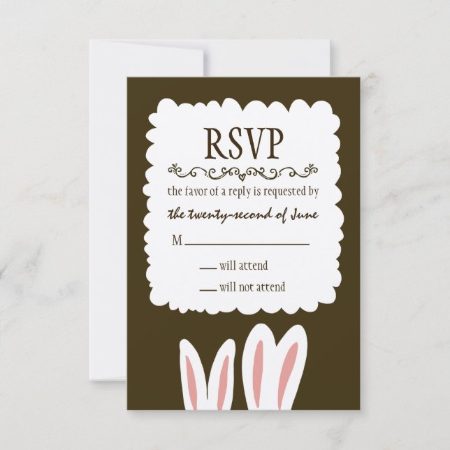 Bunny Rabbits Wedding RSVP Karte (Vorderseite)