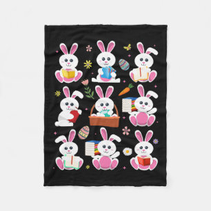 Bunny Reading Book Oaster Rabbit Bookworader B Fleecedecke