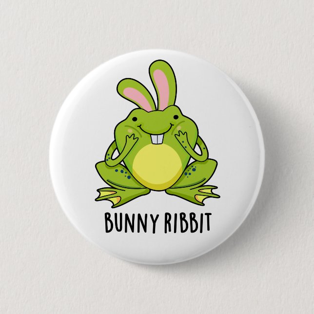 Bunny Ribbit Funny Rabbit Frosch Puff Button (Vorderseite)