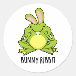 Bunny Ribbit Funny Rabbit Frosch Puff Runder Aufkleber