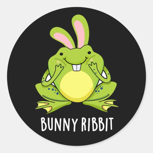 Bunny Ribbit Funny Rabbit Frosch Pun Dark BG Runder Aufkleber (Vorderseite)