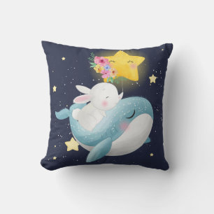 Bunny Riding A Whale Kissen