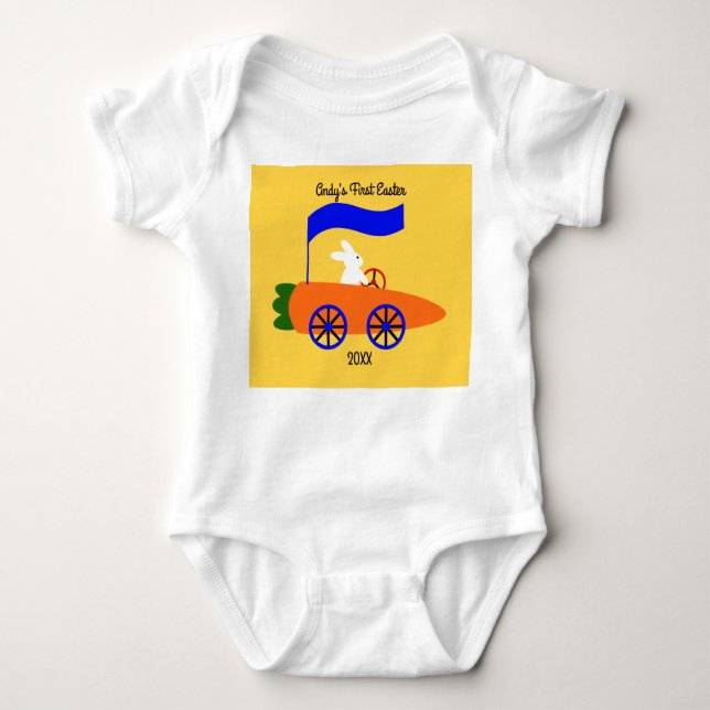 Bunny Riding Carrot Car #1 Baby Bodysuit Baby Strampler (Vorderseite)