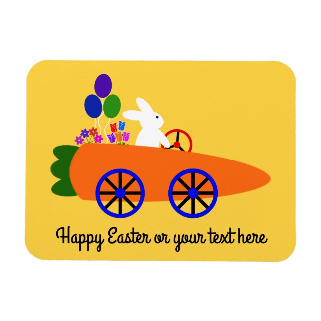 Bunny Riding Carrot Car #2 Magnet (Horizontal)