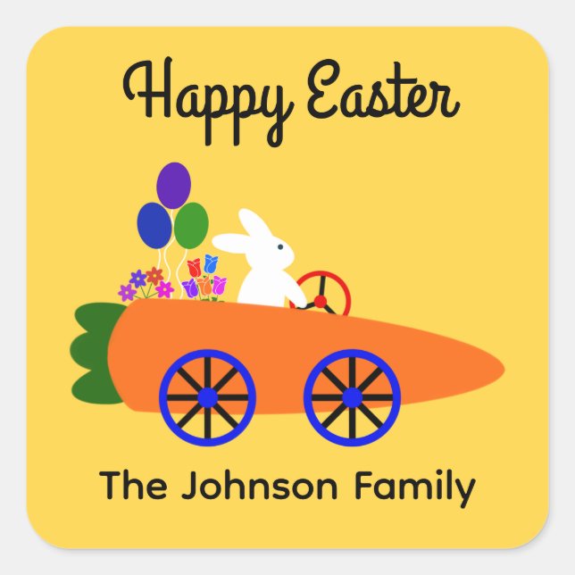 Bunny Riding Carrot Car #2 Stickers (Vorderseite)