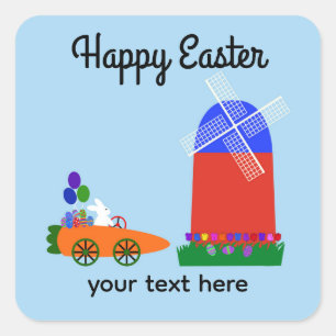 Bunny Riding Carrot Car #4-2 Stickers