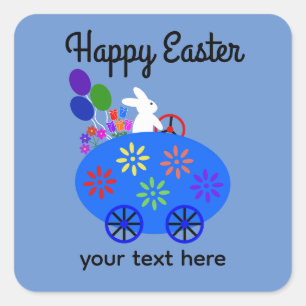Bunny Riding Egg Car #2-2 Stickers
