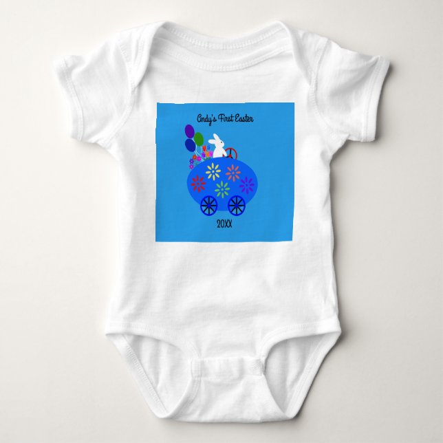 Bunny Riding Egg Car #2 Baby Bodysuit Baby Strampler (Vorderseite)