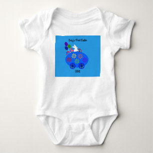 Bunny Riding Egg Car #2 Baby Bodysuit Strampler