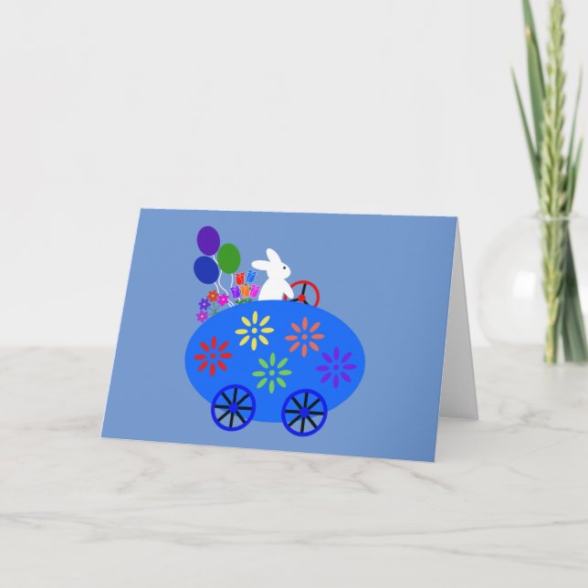 Bunny Riding Egg Car #2 Karte (Vorderseite)