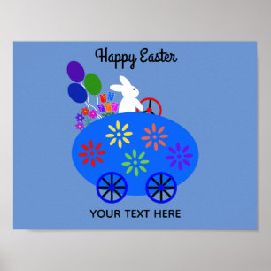 Bunny Riding Egg Car #2 Poster