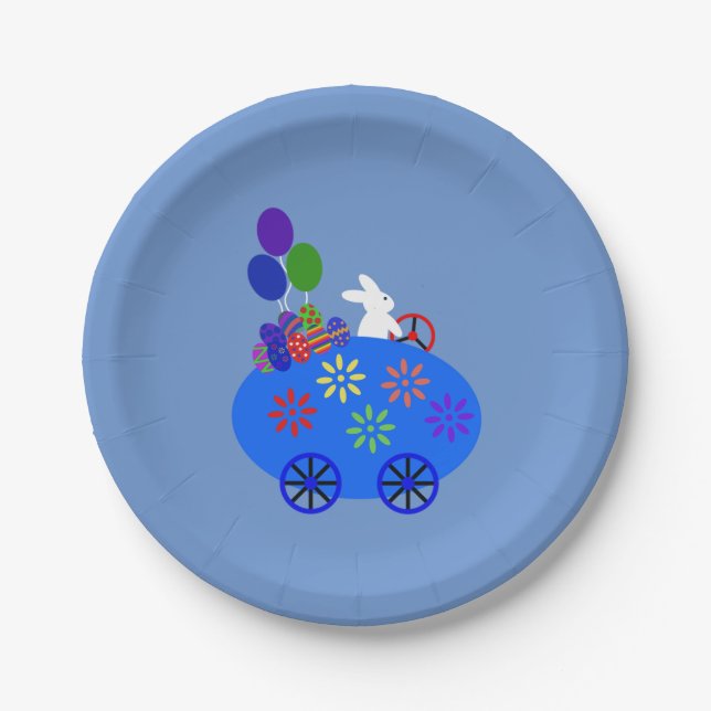 Bunny Riding Egg Car #3 Paper Tellers Pappteller (Vorderseite)