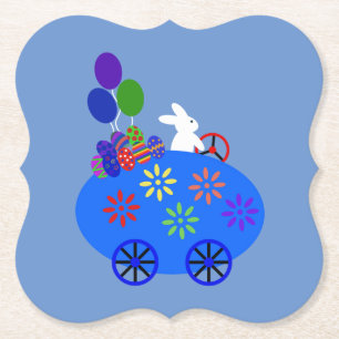 Bunny Riding Egg Car #3 Paper Untersetzer