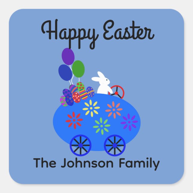 Bunny Riding Egg Car #3 Stickers (Vorderseite)