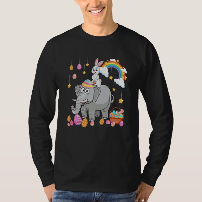 Bunny Riding Elephant Easter Day Costume Hunting E T-Shirt (Vorderseite)
