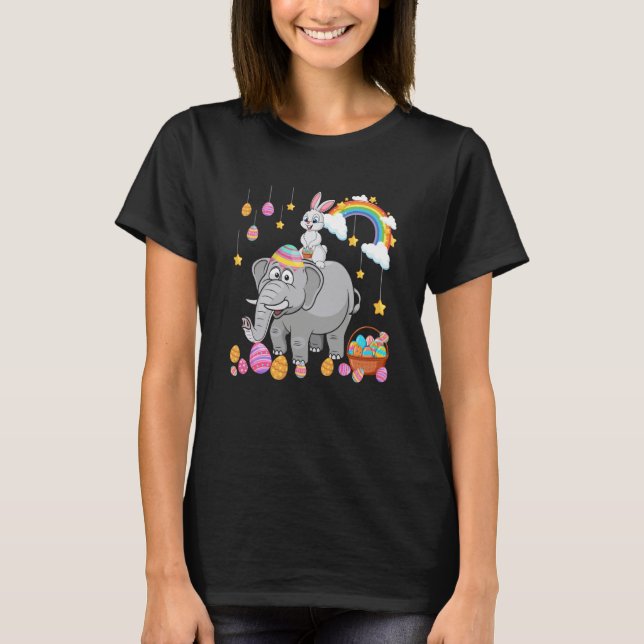 Bunny Riding Elephant Easter Day Costume Hunting E T-Shirt (Vorderseite)