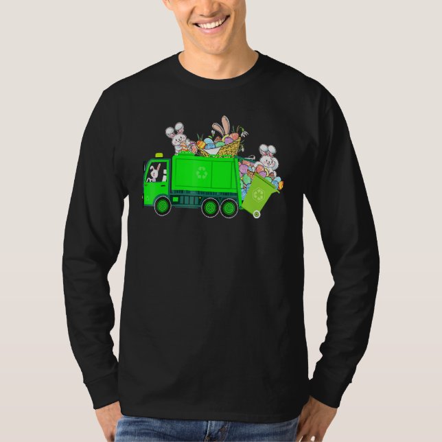 Bunny Riding Garbage Truck Ostertag Sonntag T-Shirt (Vorderseite)