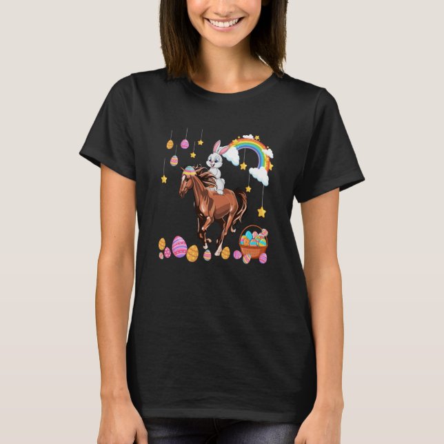 Bunny Riding Horse Easter Day Costume Farmer Hunti T-Shirt (Vorderseite)