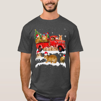 Bunny Riding Red Truck Xmas Frohe Weihnachten T-Shirt